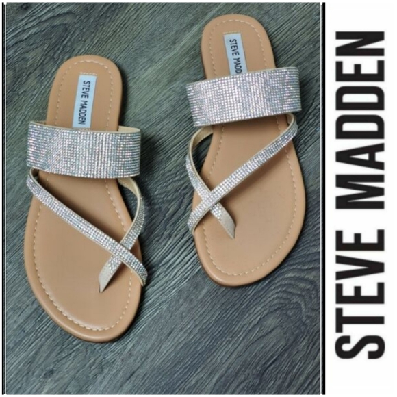 Sassy Steve Madden Rhinestone Flat Sandals - Picture 10 of 10